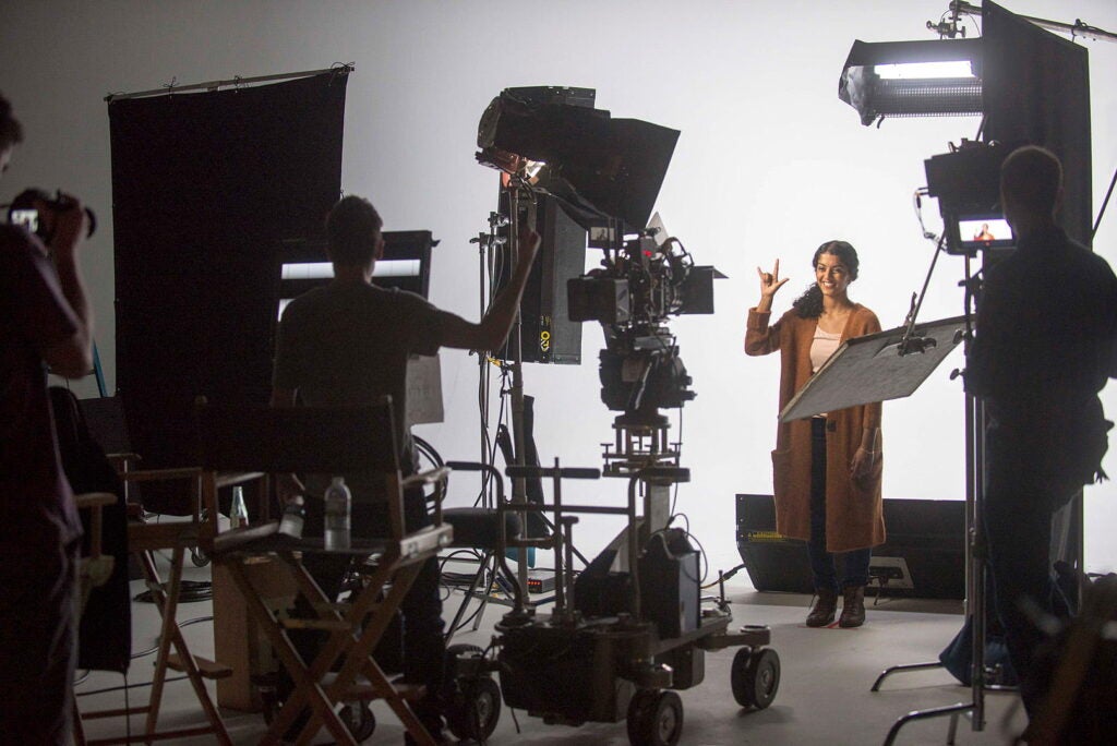 A student on a film set